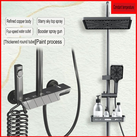 All Copper Shower Head Set Thermostatic Pressurized