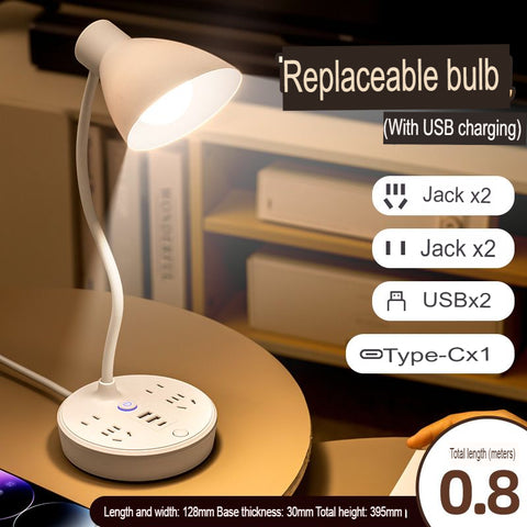 LED Desk Lamp With Power Strip USB Charging Ports
