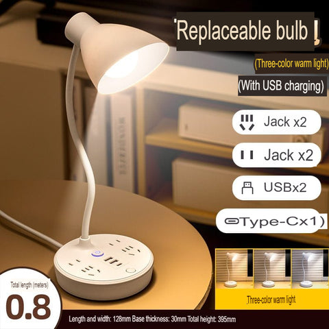 LED Desk Lamp With Power Strip USB Charging Ports