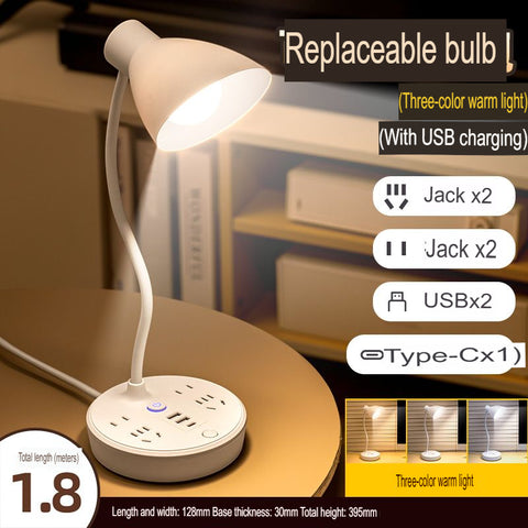 LED Desk Lamp With Power Strip USB Charging Ports