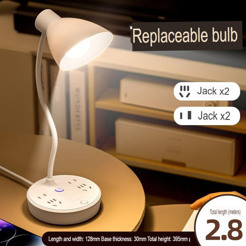 LED Desk Lamp With Power Strip USB Charging Ports