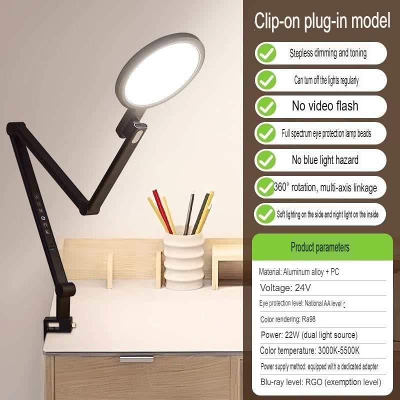 Clip On Desk Lamp Eye Protection Study Reading Work