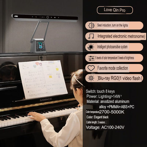 LED Piano Lamp Eye Protection Study Reading Foldable