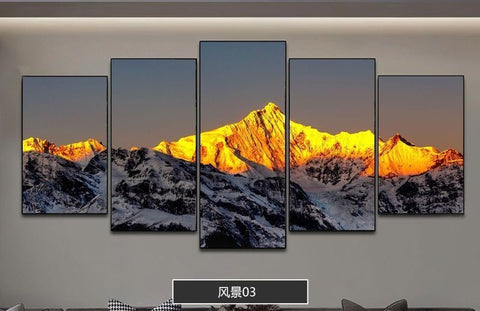 Golden Mountain Sunrise Canvas Wall Art