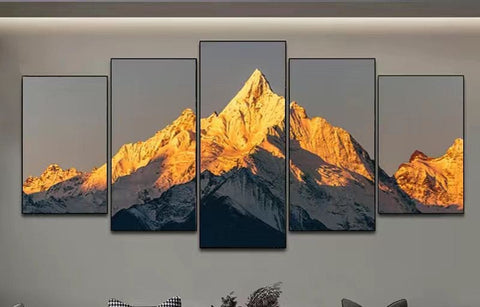 Golden Mountain Sunrise Canvas Wall Art