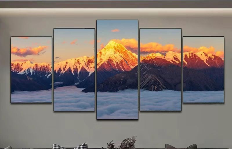 Golden Mountain Sunrise Canvas Wall Art