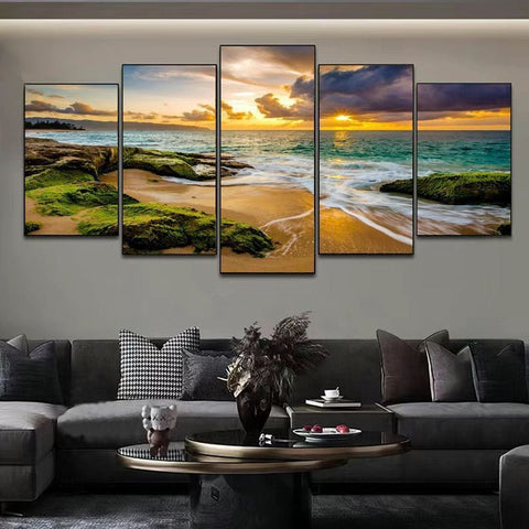 Golden Mountain Sunrise Canvas Wall Art