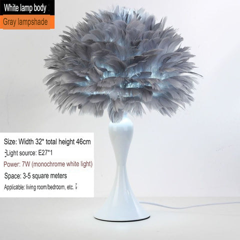 Nordic Feather Lamp Bedroom Bedside Night Light