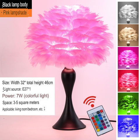 Nordic Feather Lamp Bedroom Bedside Night Light