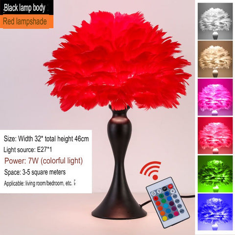 Nordic Feather Lamp Bedroom Bedside Night Light