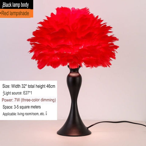 Nordic Feather Lamp Bedroom Bedside Night Light