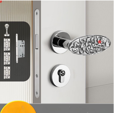 Crystal Bedroom Door Lock Indoor Silent Wooden Split