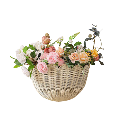 Handwoven Scalloped Wicker Wall Basket