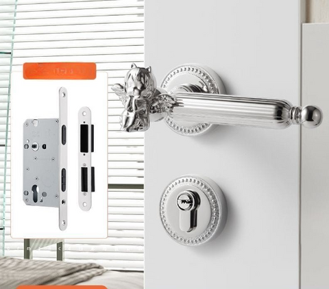 Bedroom Door Lock Indoor Room Wooden Golden Magnetic