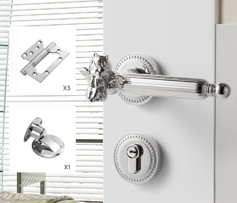 Bedroom Door Lock Indoor Room Wooden Golden Magnetic