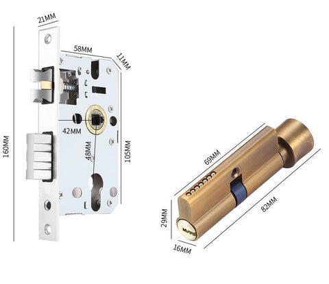 Door Handles Yellow Bronze Modern Lever Latch Security