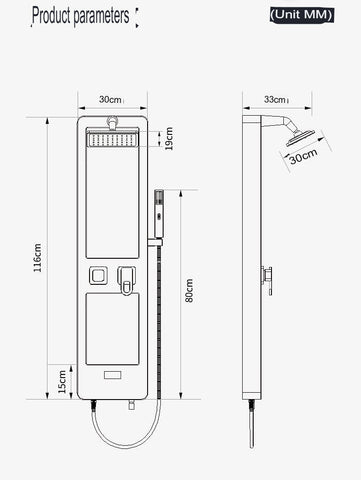 Gunmetal Gray Thermostatic Shower With Digital Display