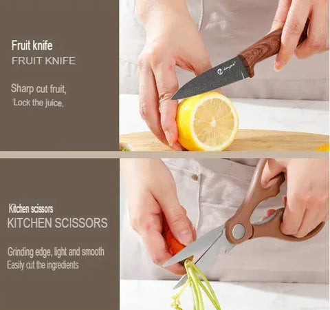 Kitchen Knife Set 7 Piece Stainless Steel Block