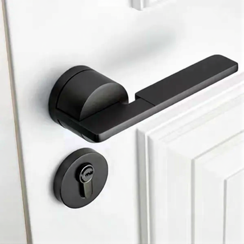 Indoor Silent Door Lock Bedroom Minimalist Wooden Handle